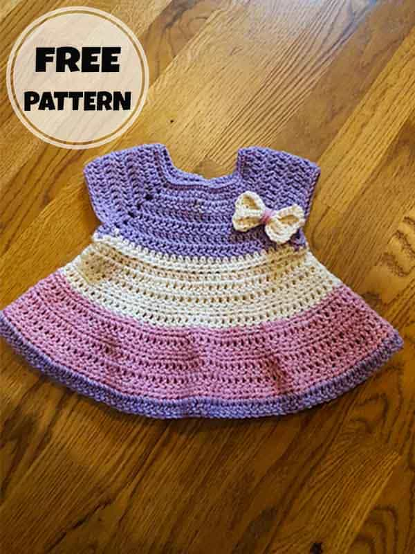 Free Butterfly Cap Sleeve Crochet Baby Dress Pattern (2)