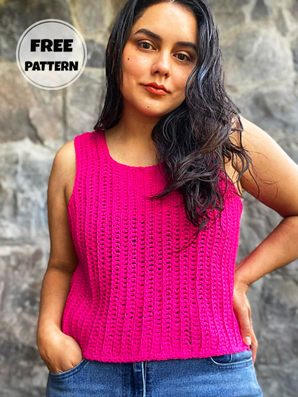 Fuchsia Womens Crochet Crop Top Free Pattern PDF