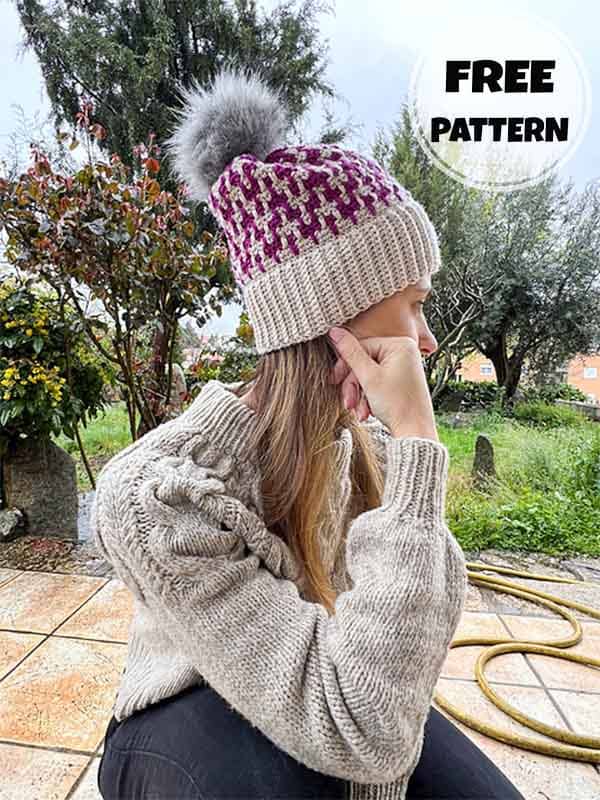 Nordic Style Mosaic Crochet Hat Free Pattern (2)