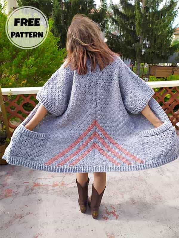 Rectangle Crochet Kimono Cardigan Free Pattern (2)