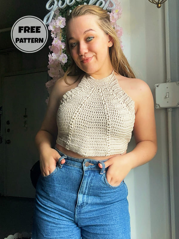 Seashell Crochet Crop Top Halter Pattern Free 