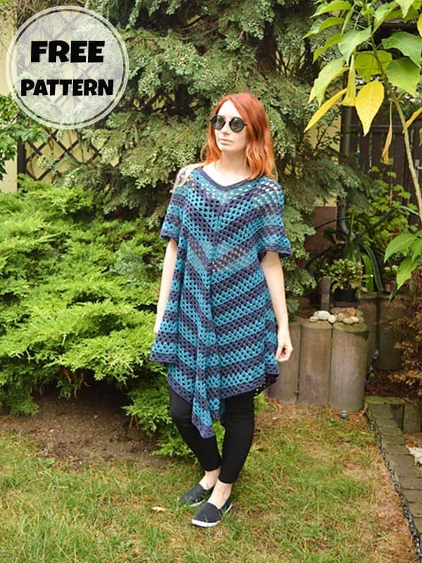 Strawberry Crochet Poncho Mesh Dress Free Pattern (2)