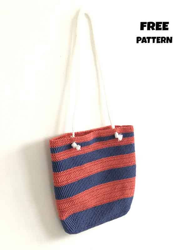 Striped Crochet Beach Bag Free Pattern (2)