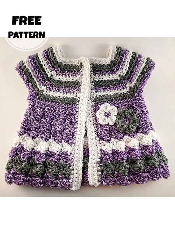 Stripes Crochet Baby Cardigan Free Pattern (2)