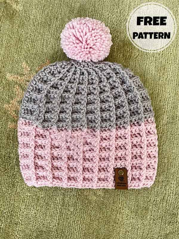 Stripes Crochet Waffle Stitch Hat Free Pattern (2)