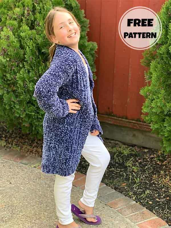 Velvet Crochet Cardigan For Children Free Pattern (2)