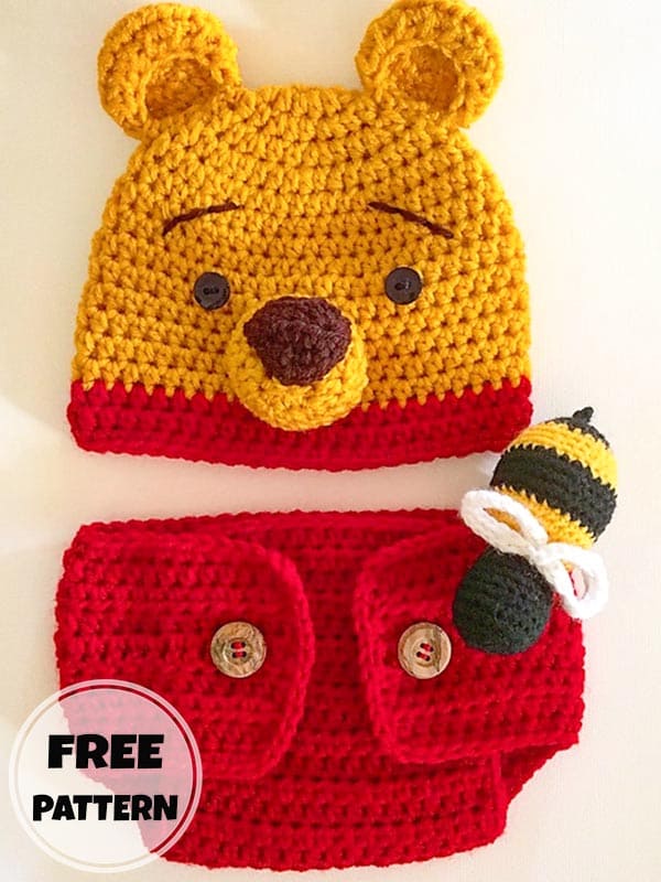 Winnie The Pooh Crochet Hat & Diaper Cover Set Free Pattern (2)