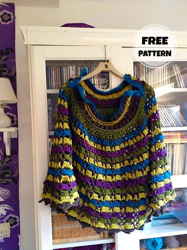 Ancient Motifs Poncho Crochet Free Pattern 