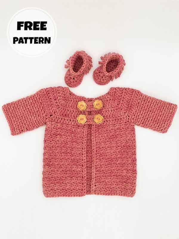 Buttoned Crochet Baby Cardigan Free Pattern (2)