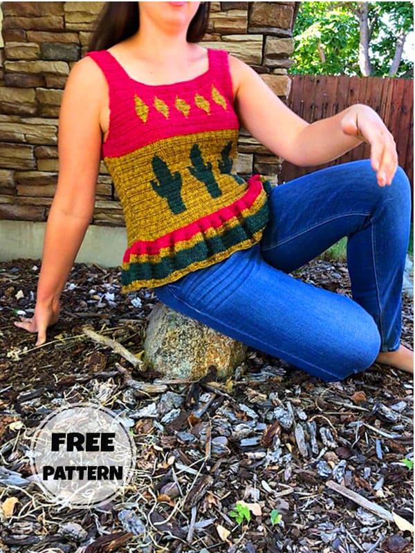 Cactus Crochet Top Dress Woman Free Pattern