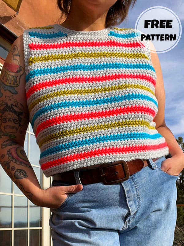 Colourful Tank Crochet Top Stripes Pattern Free