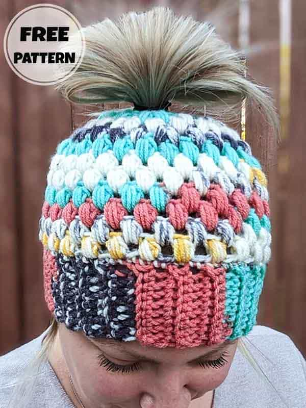 Free Messy Bun Beanie Crochet Pattern For Beginners (2)