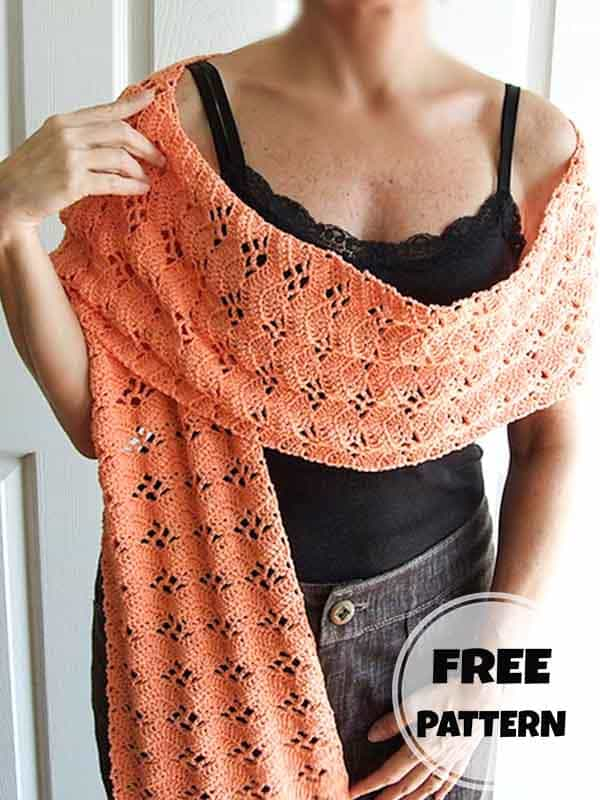 Free Rectangle Lacy Crochet Scarf Pattern (2)