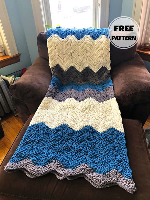 Gray Challenge Ripple Blanket Pattern Crochet Free