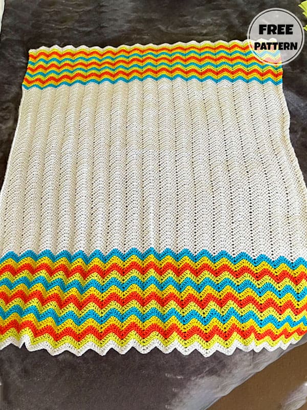 Rainbow Free Crochet Ripple Blanket Pattern