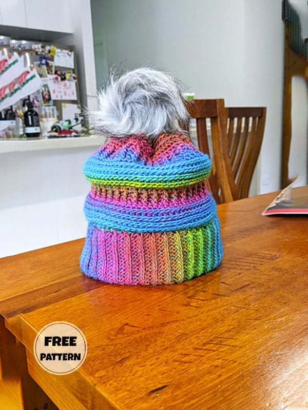 Rainbow in Autumn Slouchy Crochet Beanie Free Pattern