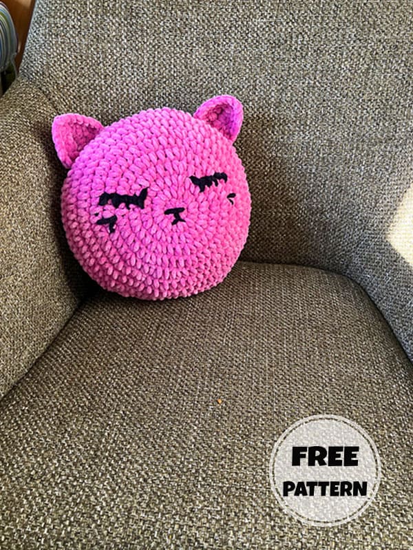 Round Crochet Pillow Cat Free Pattern PDF