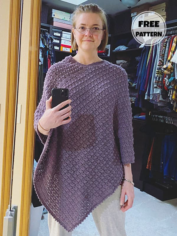 Simple Free Crochet Poncho For Women Pattern 