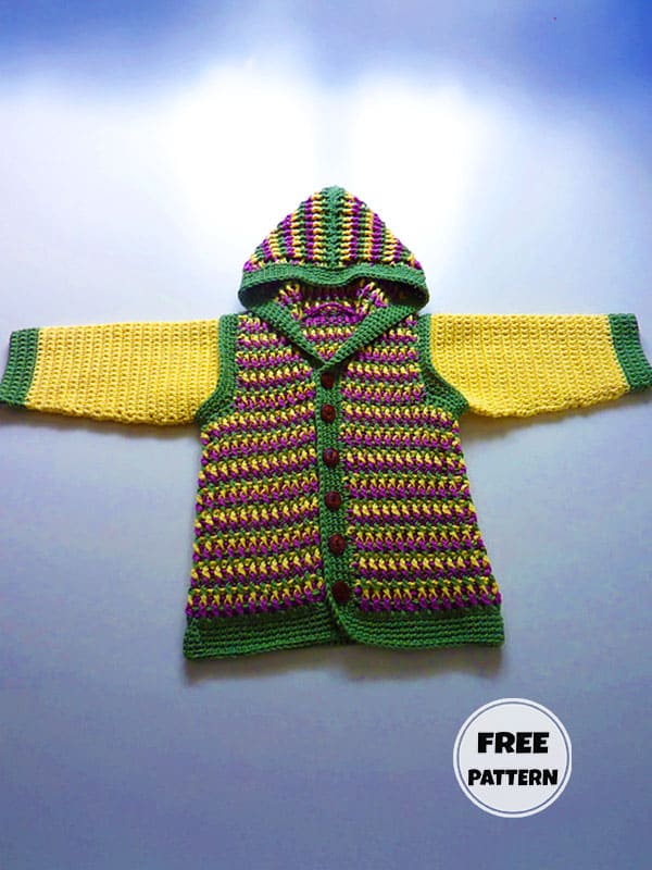 Baby Free Crochet Hooded Cardigan Pattern