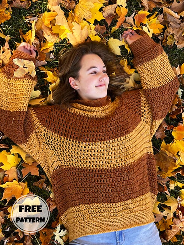 Coffee Candy Crochet Oversized Sweater Pattern Free PDF