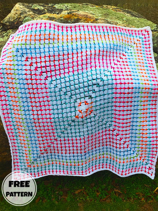 Colourful Block Stitch Crochet Blanket Free Pattern