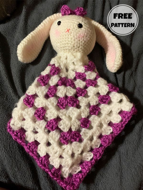 Cute Bunny Free Crochet Pattern Lovey Blanket​