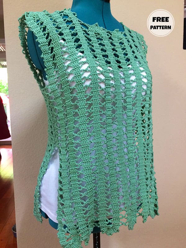 Gorgeous Sleeveless Crochet Lace Top Free Pattern​ 