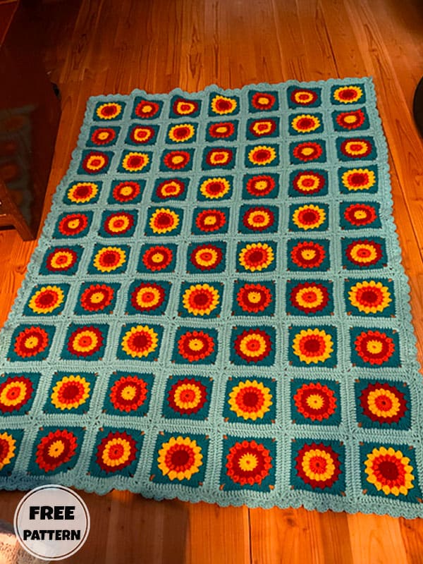 Granny Squares Crochet Blanket​ Pattern Free PDF