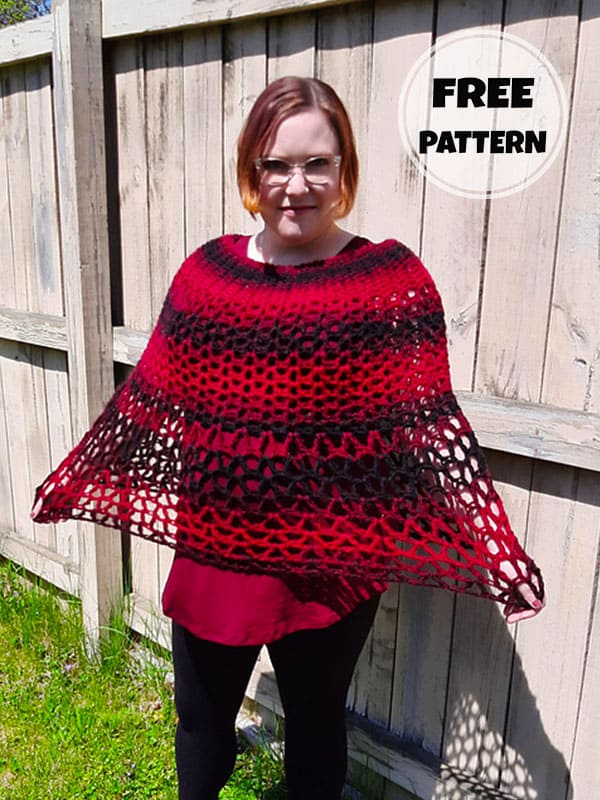 Mesh Crochet A Poncho Easy​ Free Pattern