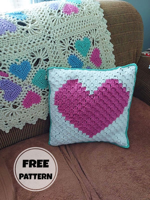 Square Crochet Heart Pillow Pattern Free