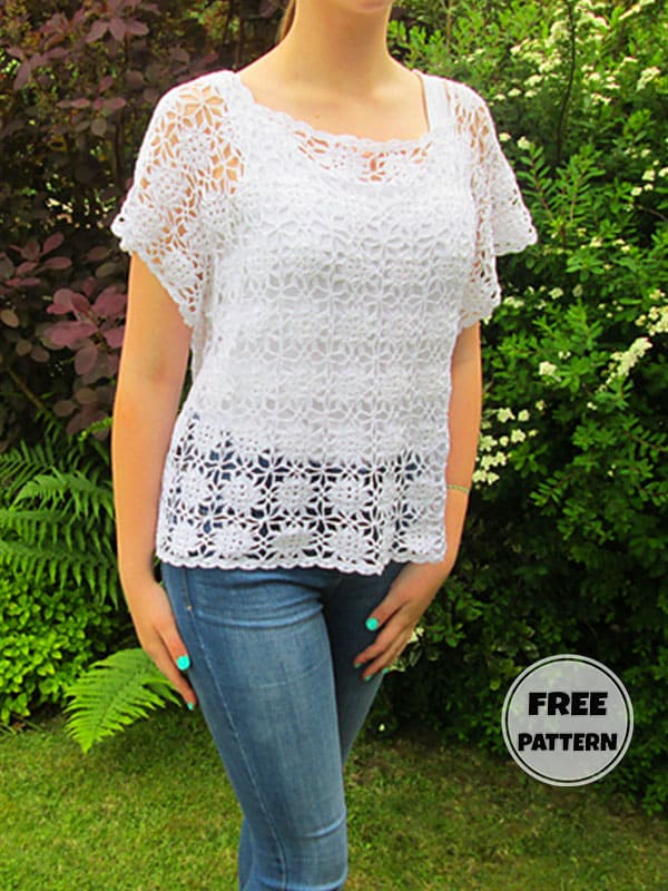 Square Crop Crochet Lace Top Free Pattern​​