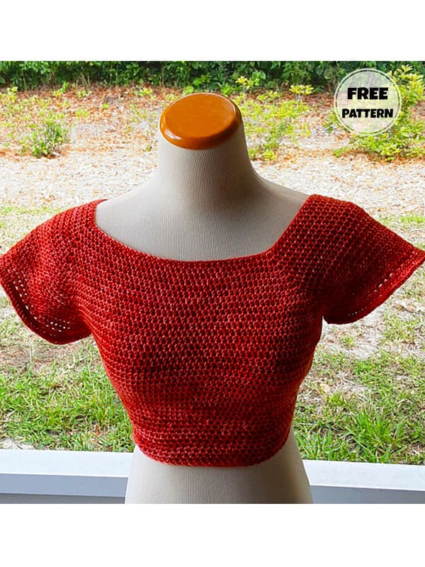 Wide Collar Free Cute Crochet Crop Top Pattern​