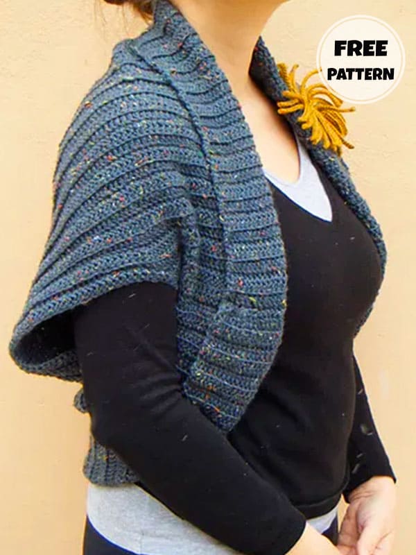 Blue Crochet Cocoon Shrug Free Pattern