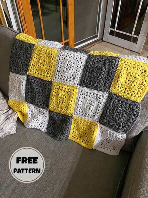 Afghan Crochet Blanket With Squares 