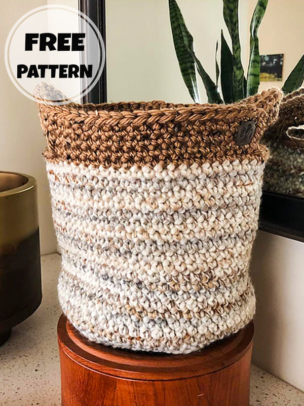 Color-Block Easy Modern Crochet Storage Basket (2)