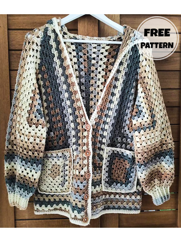 Granny Square Hexagon Crochet Cardigan Free Pattern (2)