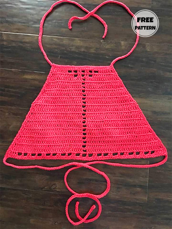 Red Free Crochet Halter Neck Top Pattern 