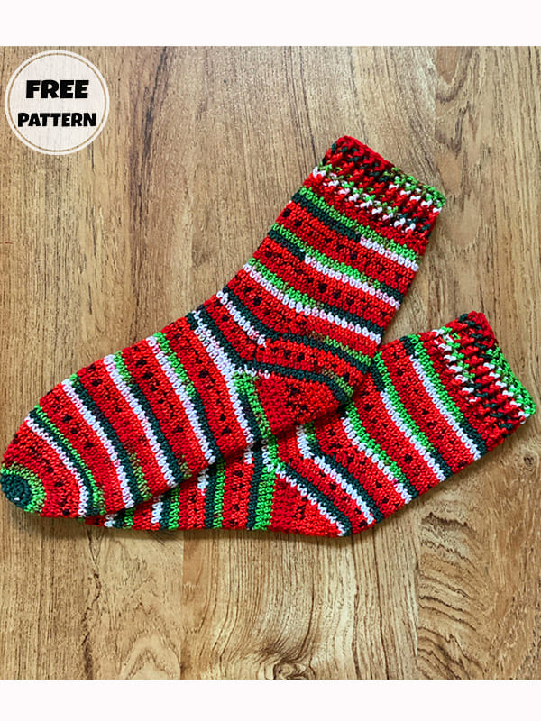 Watermelon Beginner Crochet Sock Pattern Free