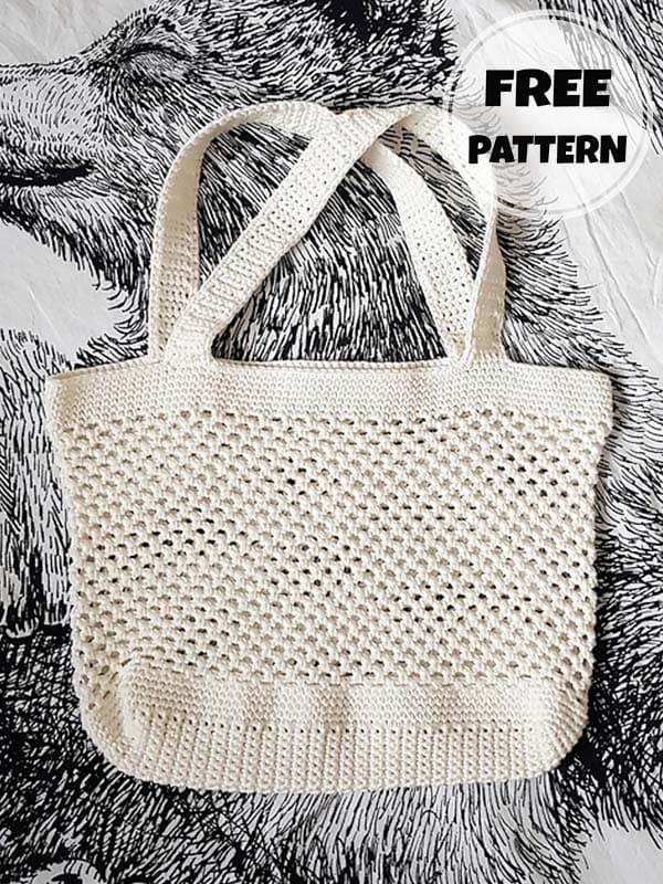 White Mesh Crochet Farmers Market Bag Free Pattern (2)