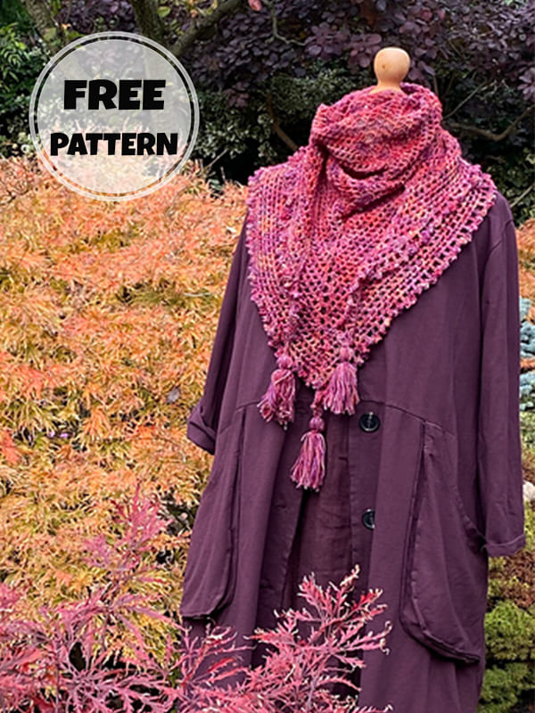 Free Crochet Mesh Triangle Shawl Pattern (2)