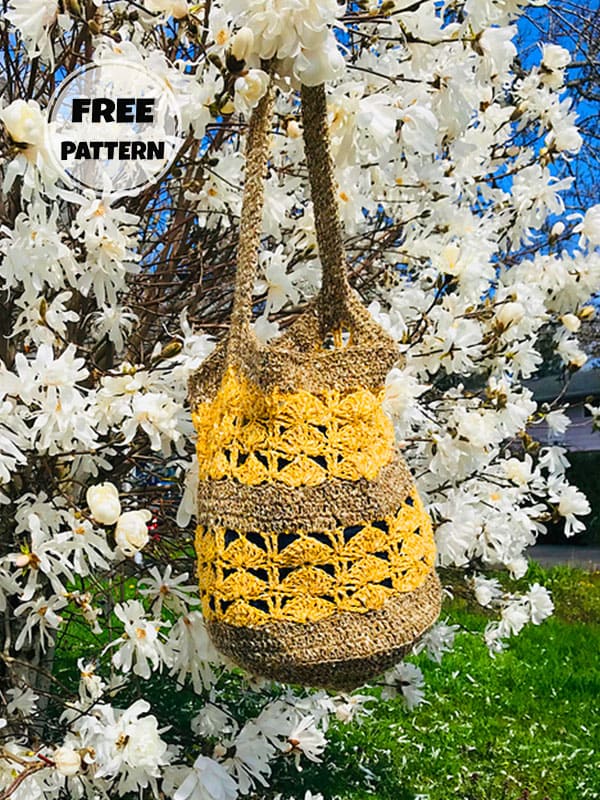 Yellow Flowers Free Market Bag Crochet Pattern Easy​