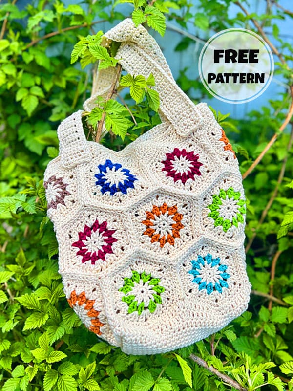 Colourful Crochet Hexagon Bag​ Free Pattern