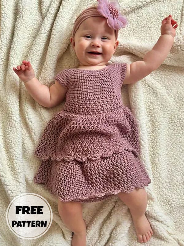 Layered Free Easy Crochet Baby Dress Beginner Level