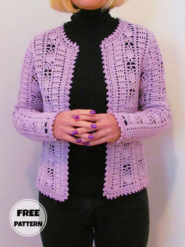 Pineapple Crochet Lace Cardigan Pattern Free​ PDF